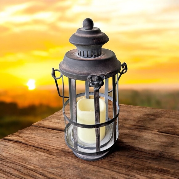 Vintage-Style Metal Candle Lantern - Picture 2 of 4